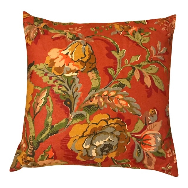 Burnt Orange Floral Decorative Pillow for Cozy Spaces