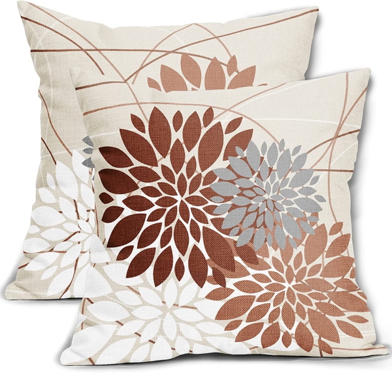 Burnt Orange Floral Pillow Covers for Cozy Fall