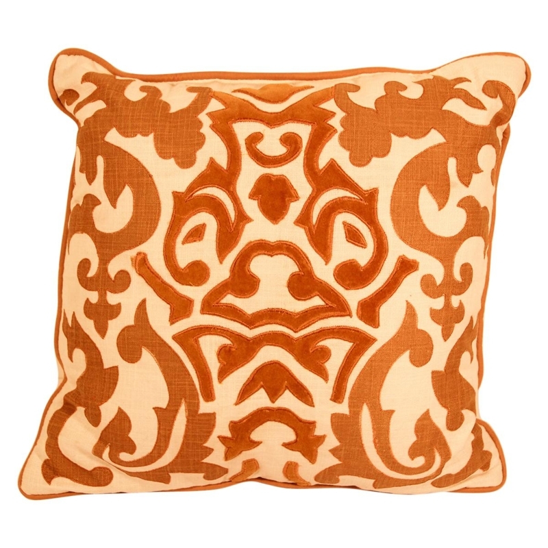 Burnt Orange Raw Silk Decorative Throw Pillow