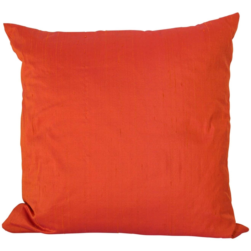 Burnt Orange Raw Silk Decorative Throw Pillow