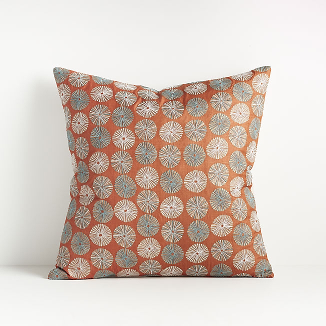 Burnt Orange Throw Pillow with Modern Circular Pattern