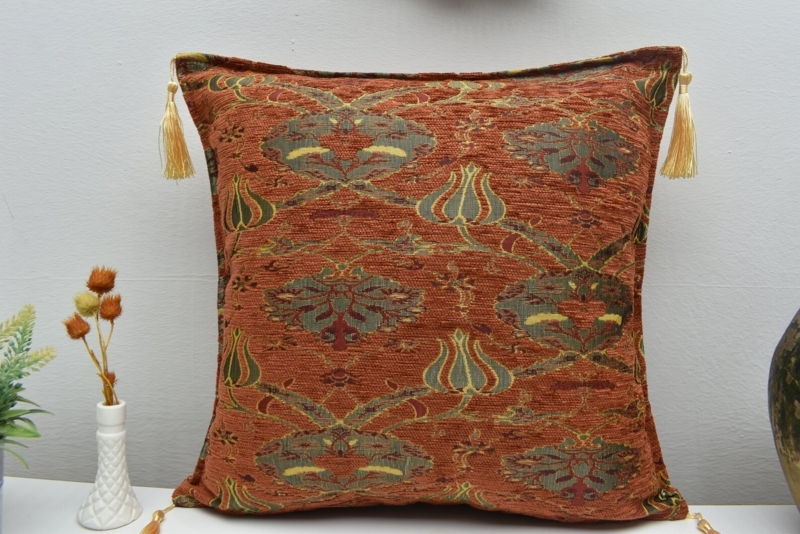 Burnt Orange Turkish Boho Decorative Pillow