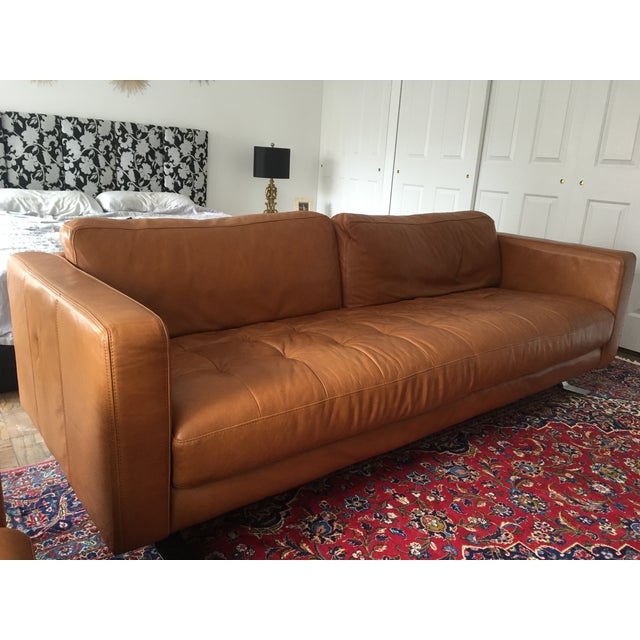 Caramel Leather Three-Seater Sofa | Chairish