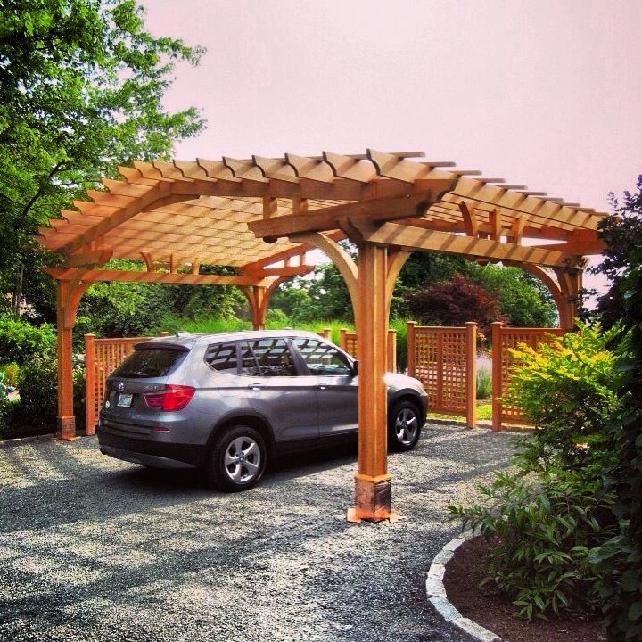 Carport-Inspired Wooden Pergola Design