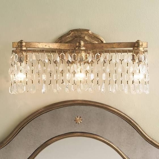 Champagne Bronze Crystal Bathroom Light Fixture