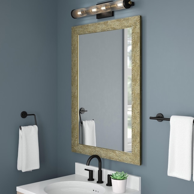 Champagne Chic Framed Bathroom Mirror with Lighting