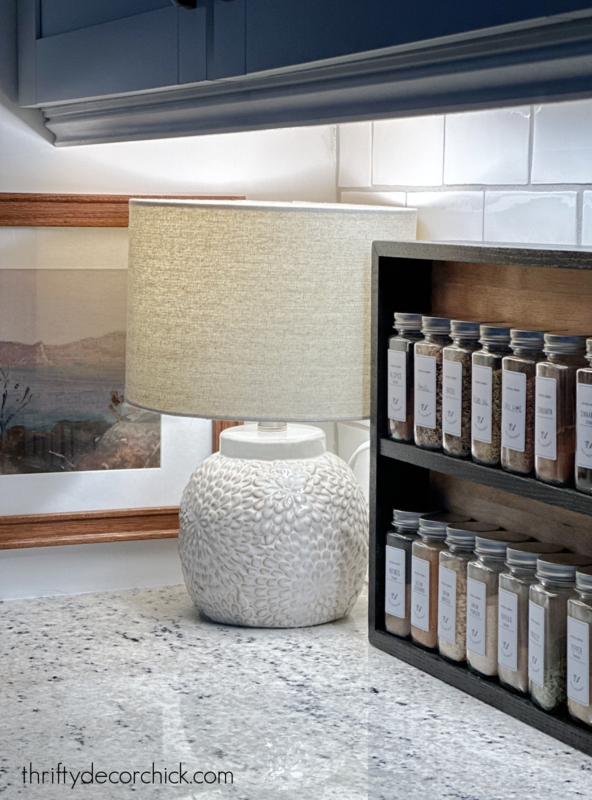Charming Textured Table Lamp Brightens Kitchen Countertop