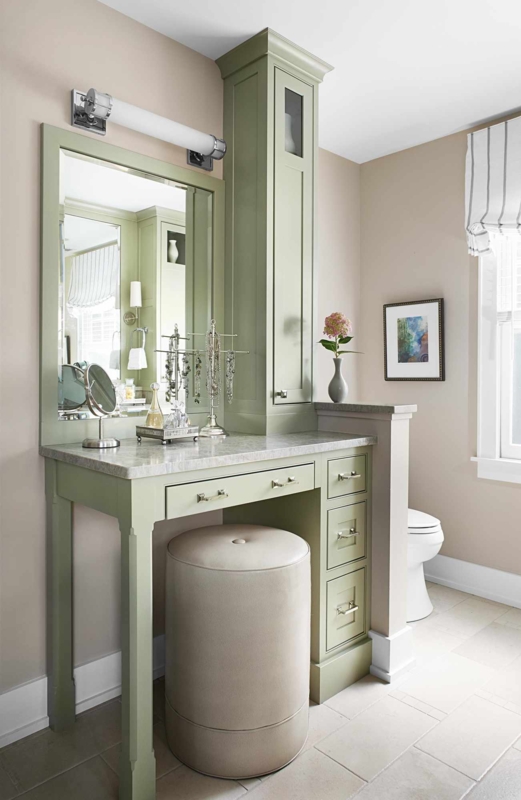 Chic Green Bathroom Vanity with Marble Countertop