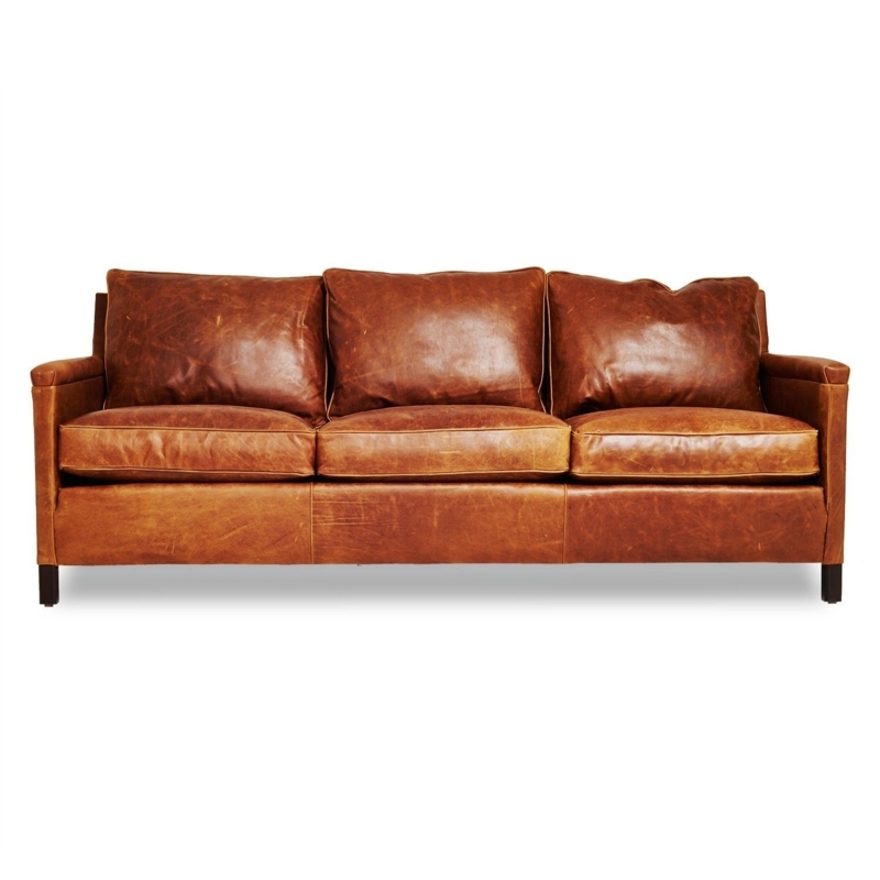 Classic Brown Leather Sofa for Cozy Living Room