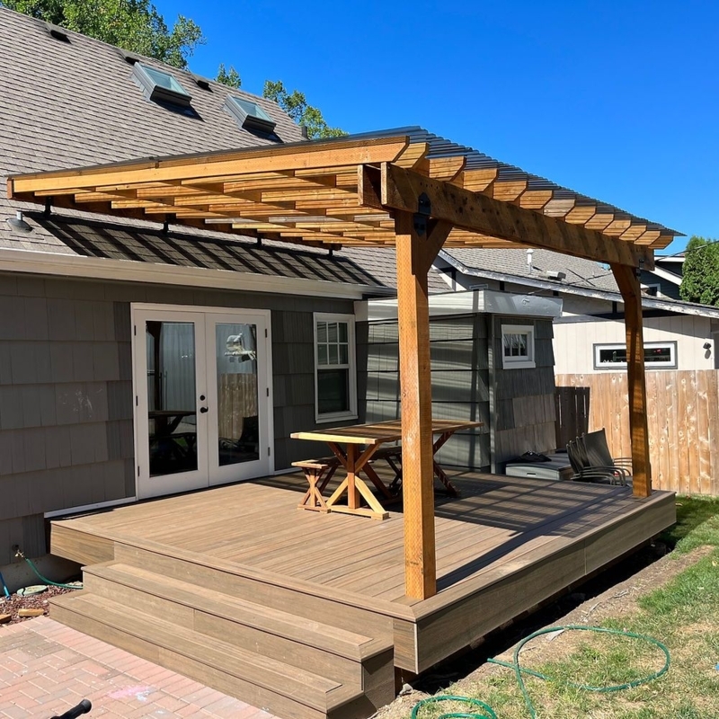 Classic Cedar Pergola with Polycarbonate Roof