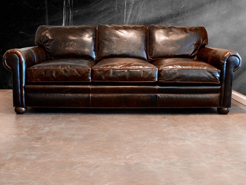 Classic Distressed Leather Sofa for Rustic Interiors