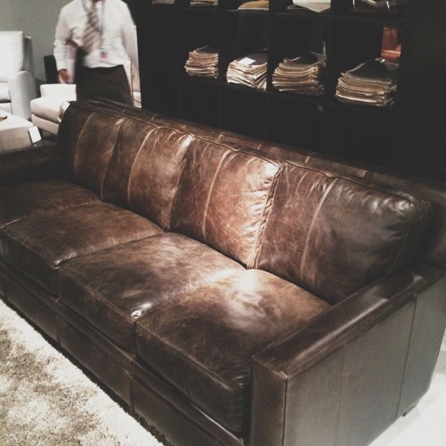 Classic Four-Cushion Distressed Leather Sofa