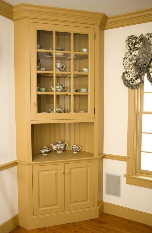 Classic Mustard Yellow Corner Built-In Cabinet