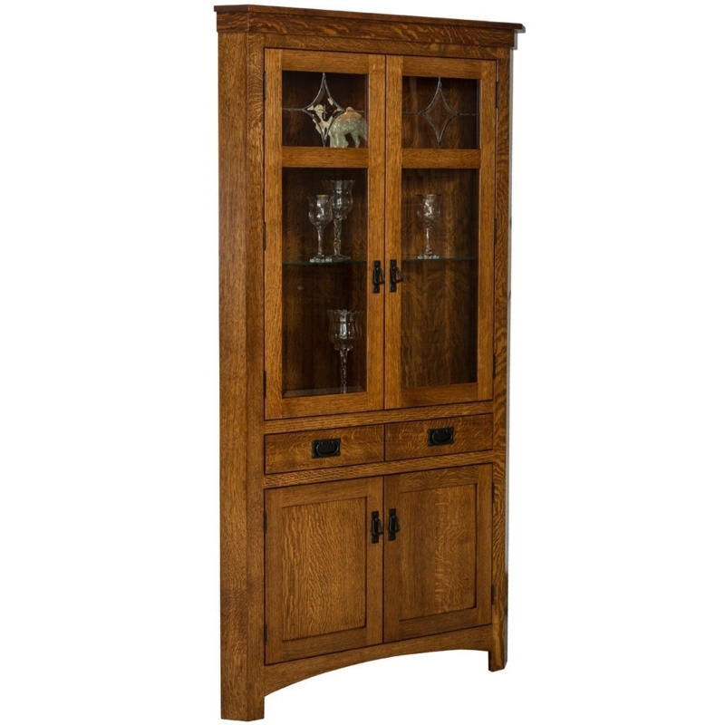 Classic Oak Cape Cod Corner Cabinet Storage