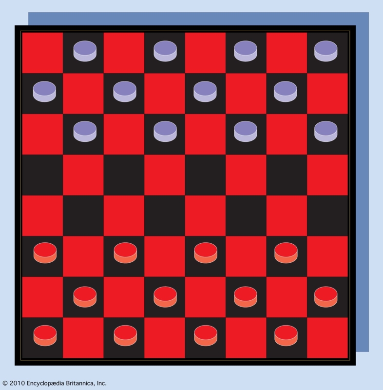 Classic Red and Black Checkers Game Board