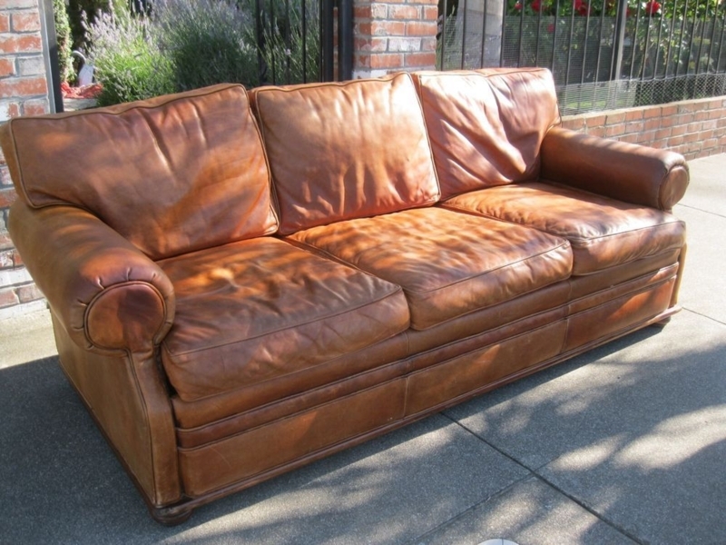 Classic Vintage Brown Leather Sofa