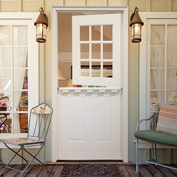 Classic White Dutch Door with Glass Panels