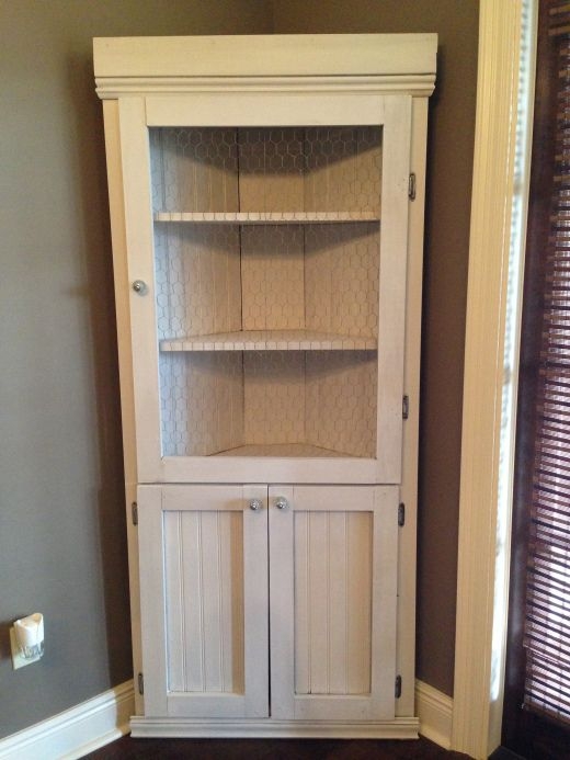 Classic White Farmhouse Corner Hutch Cabinet Design