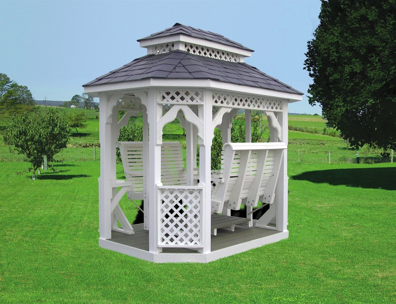 Classic White Gazebo Swing for Outdoor Spaces