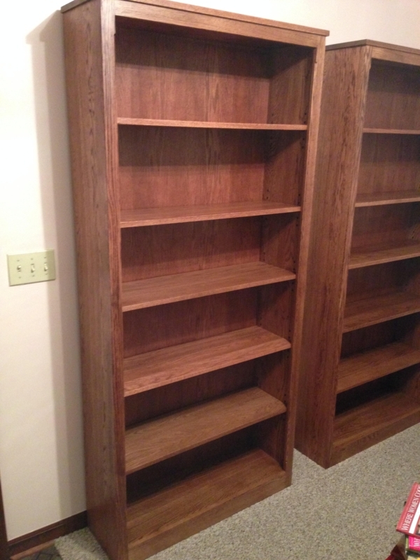 Classic White Oak Wooden Bookcases with Adjustable Shelves