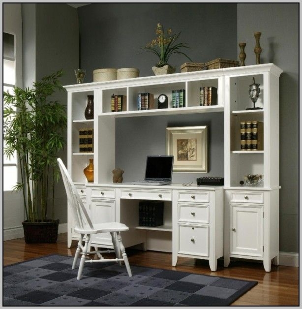 Classic White Wooden Home Office Desk Unit