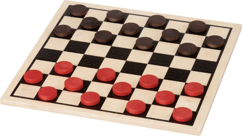 Classic Wooden Checkers Set with Red and Brown Pieces