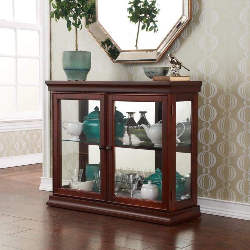 Classic Wooden China Display Cabinet with Glass Doors