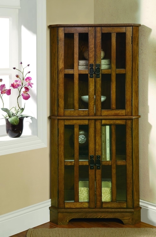 Classic Wooden Corner Hutch Cabinet for Dining Room