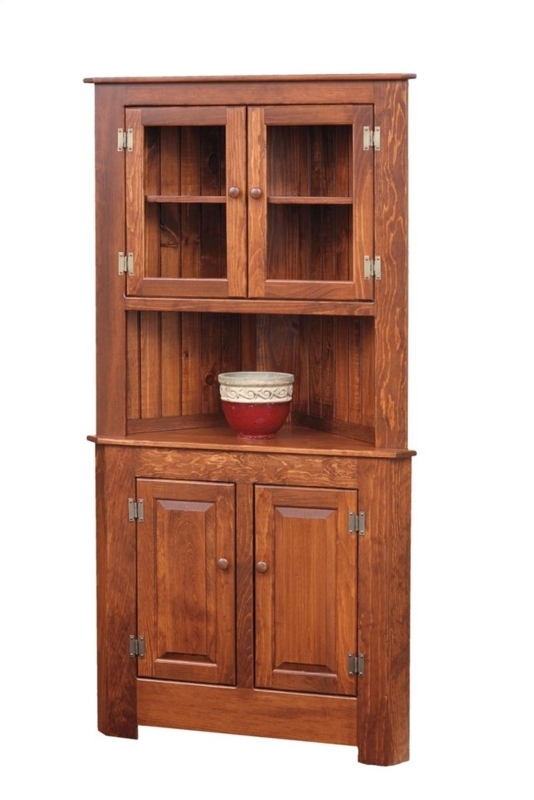 Classic Wooden Corner Hutch Storage Cabinet