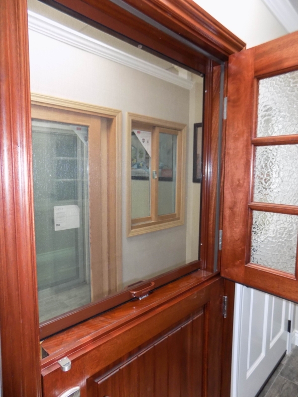 Classic Wooden Dutch Door With Decorative Screen