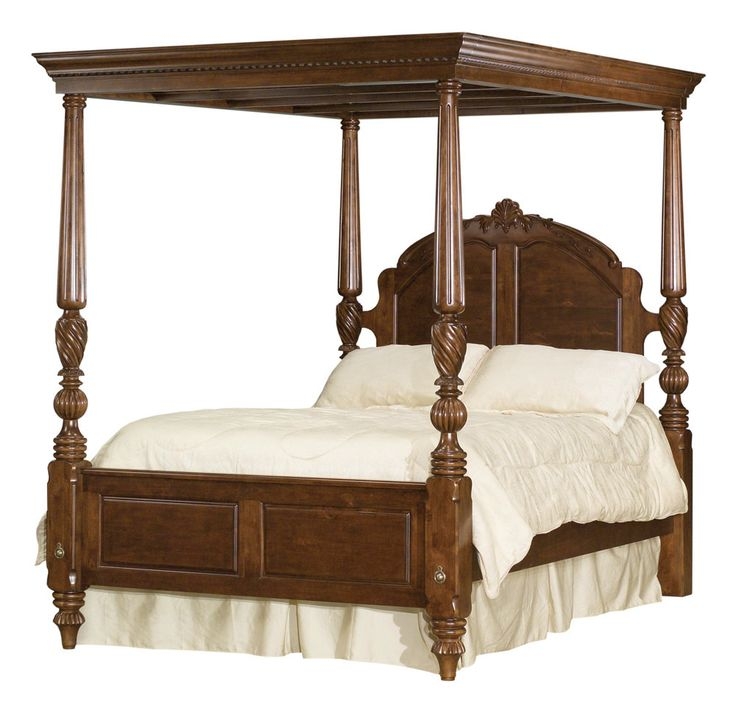 Classic Wooden King Size Canopy Bed Design