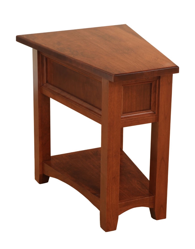 Classic Wooden Wedge End Table with Lower Shelf