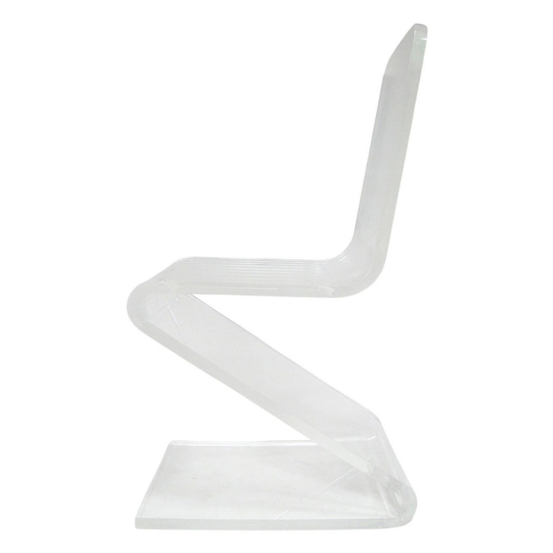 Clear Lucite Modern Z-Shaped Accent Chair