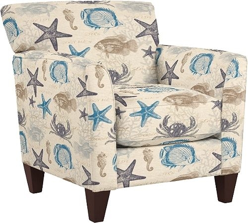 Coastal Accent Chair with Sea Life Pattern