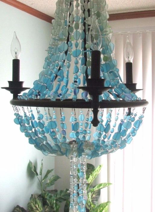 Coastal Blue Beaded Grand Chandelier Design