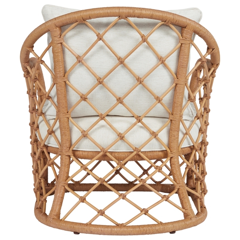 Coastal Rattan Accent Chair with Cushions