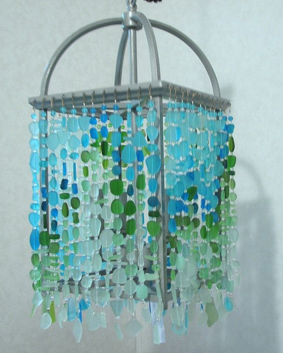 Coastal Sea Glass Chandelier Ceiling Fixture