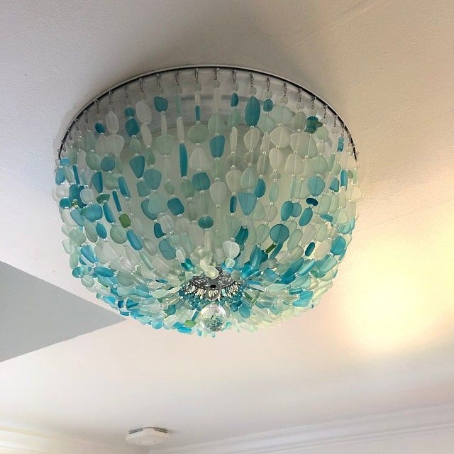 Coastal Sea Glass Flush Mount Ceiling Light