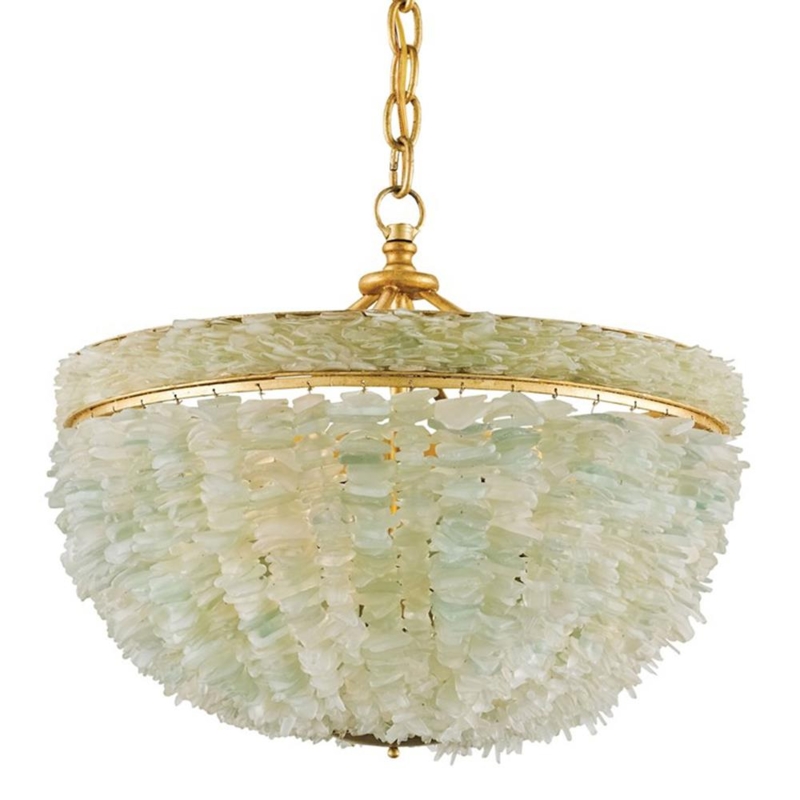 Coastal Sea Glass Gold 3-Light Bowl Chandelier