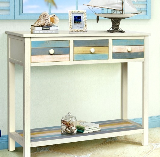 Coastal Style Console Table with Nautical Accents