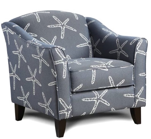 Coastal Style Upholstered Accent Chair with Starfish Print