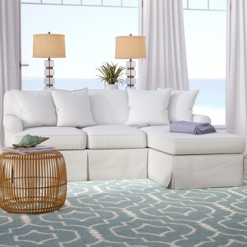 Coastal White Sectional Sofa with Natural Decor Accents