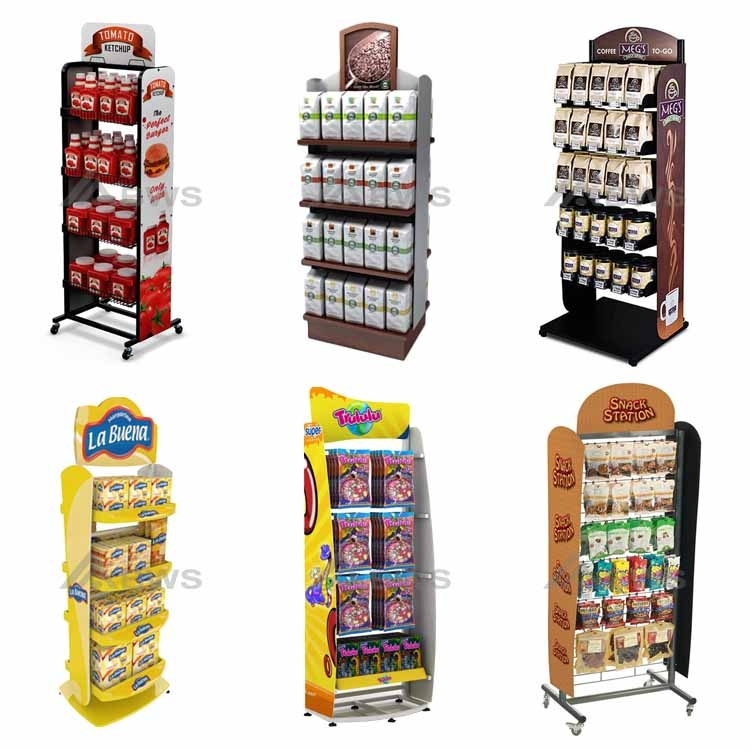 Colorful 4-Tier Food Display Racks for Retail