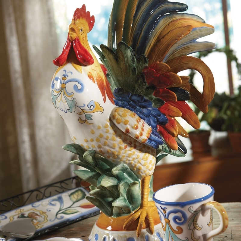 Colorful Ceramic Rooster Figurine for Kitchen Decor