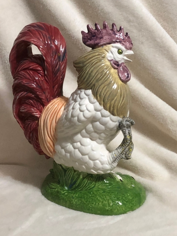 Colorful Glazed Ceramic Rooster Figurine Decor