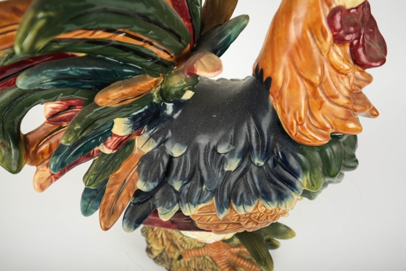 Colorful Italian Ceramic Rooster Figurine Decor