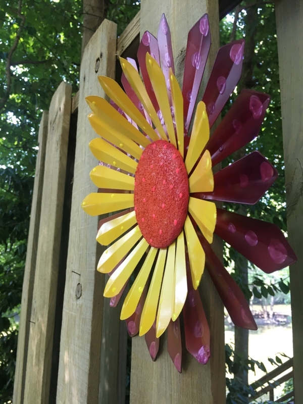 Colorful Metal Flower Wall Art for Garden Fence