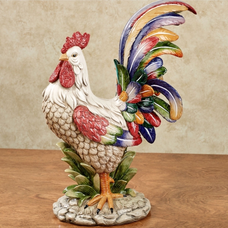 Colorful Rooster Table Sculpture Home Decor