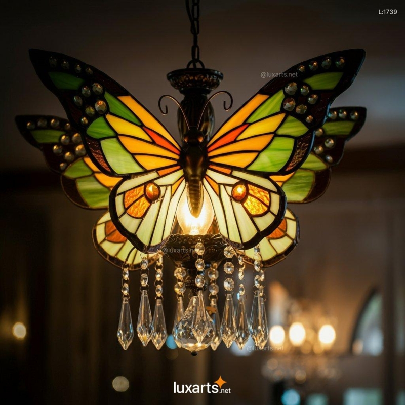 Colorful Stained Glass Butterfly Chandelier Lighting