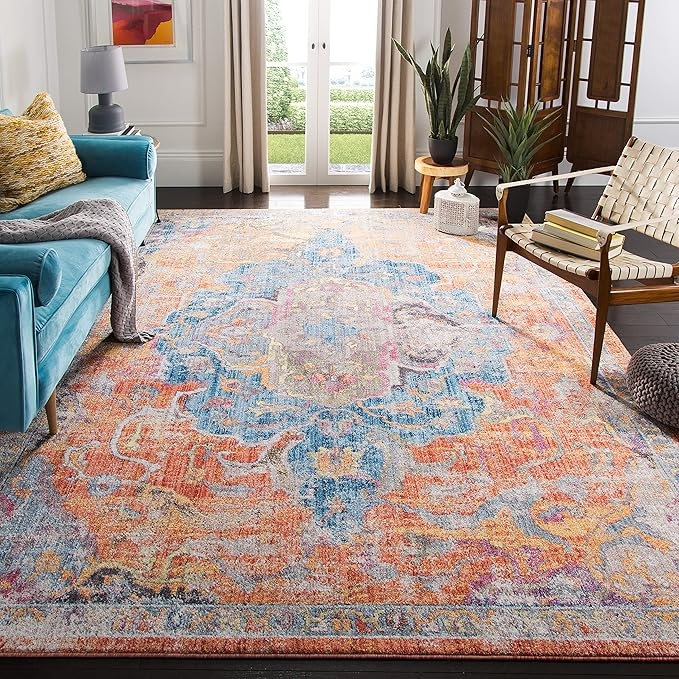 Colorful Vintage Style Area Rug in Living Room